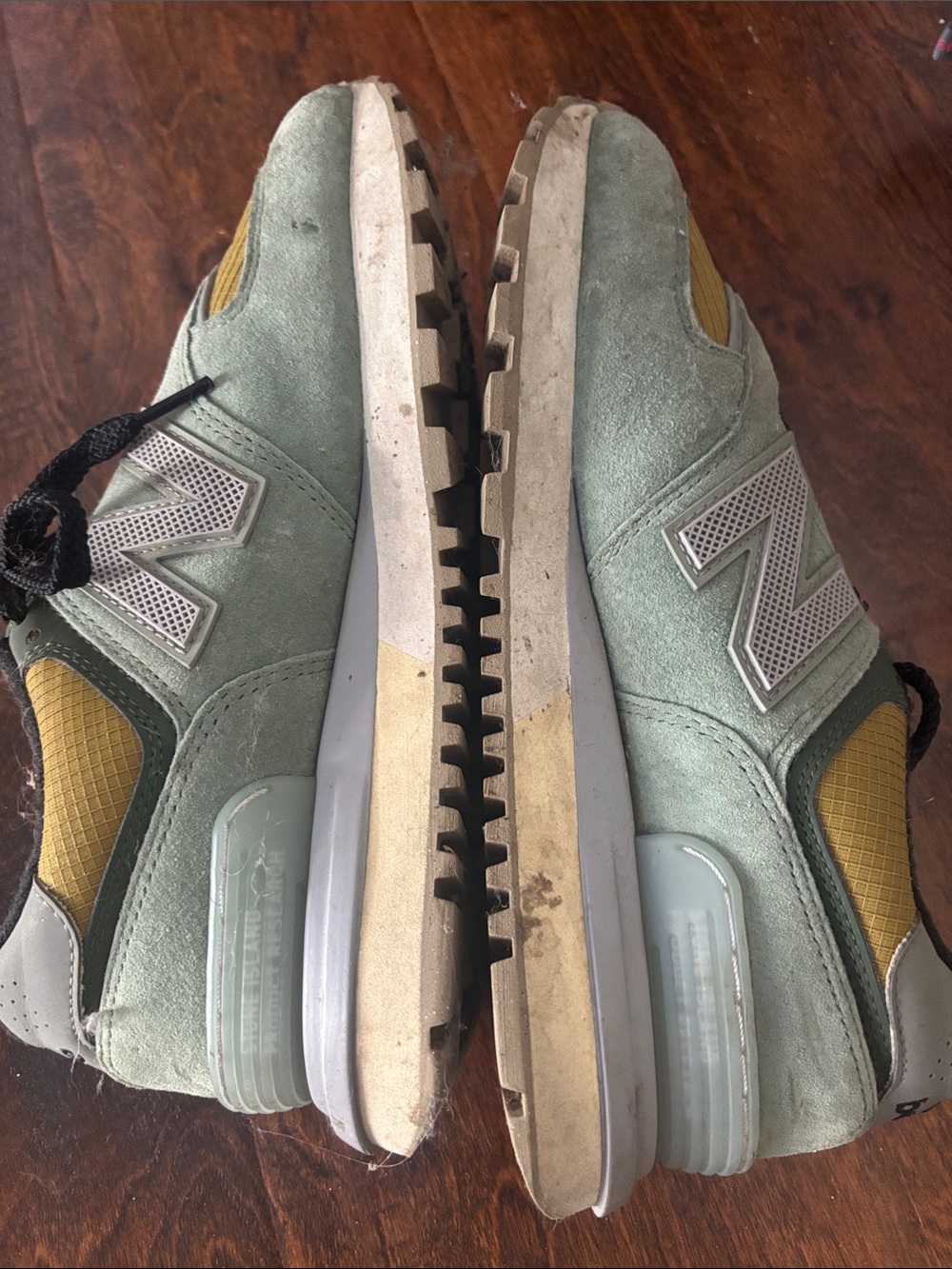 Stone Island New Balance Men's Olive Green & Mustard Sneakers - Picture 3 of 5